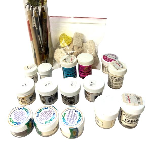 NEW Embossing Powder Lot & Supplies Scrapbooking Cardmaking Stamps Comotion - Picture 1 of 6